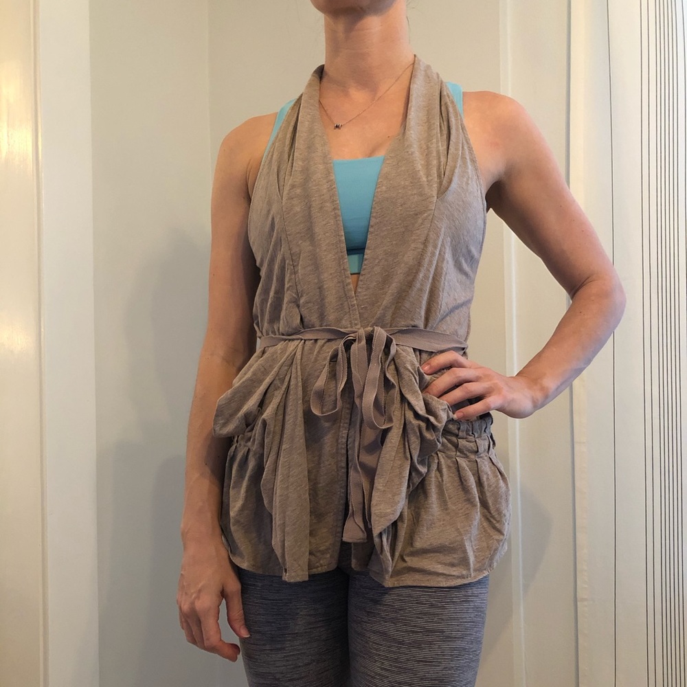 BCBGMaxAzria buttoned vest with tie